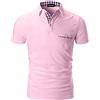 STTLZMC Moda Polo Uomo Manica Corta con Plaid Cotone T-Shirt Tops Tennis Rosa M