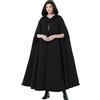 BEAUTELICATE Donna Mantello con Cappuccio Inverno Misto Lana Cappotto Medievale Robe Lungo Poncho Giacca con Giromanica per Cosplay Halloween Costume Natale Matrimonio (Nero - Mezza Lunghezza 90cm)