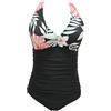 Viloree Costume Intero Donna Push Up Monokini Beachwear dello Swimwear Imbottito da Spiaggia Mare e Piscina Fiore & Nero L