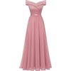 Bbonlinedress Abito da Sera da Donna Abiti Lunghi Eleganti con Spalle Scoperte Abito da Sposa in Chiffon di Pizzo Abito da Damigella d'Onore Abito da Sera -2Blush L