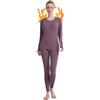 Fomolom Biancheria intima termica da donna con pantaloni lunghi da donna, biancheria intima termica tinta unita, ultra morbida, regalo con scatola, Viola, Large