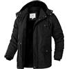 WenVen Giacca Militare Invernale Calda Cappotto Casual Medio Lungo Parka con Cappuccio Staccabile Giubbotto da Lavoro Esterno Imbottito Uomo Verde Militare M