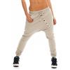 malito more than fashion Malito Donna Pantaloni Boyfriend Classic Pulsanti Harem Aladin Pantaloni Pump Baggy Yoga 8023 (Beige)