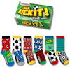 United Oddsocks, Scatola con 6 calzini spaiati per ragazzi Kick It, multicolore, taglie: 30,5-39