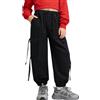 Rolanko Pantaloni Cargo per Bambini,Pantaloni da Jogging per Ragazzo e Ragazza Street Hip Hop Dance(Nero,6-7 anni/130)