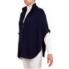 Marenza Poncho Zip Misto Cashmere Doppio Filo Donna Made in Italy Lana Merino Cachemire Nero Beige Bianco Blu Grigio Maglia Mantella Scialle Taglia Unica Abbigliamento Inverno Coprispalle (Blu)