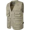 Yukirtiq Uomo Gilet da Pesca Giubbino Smanicato ad Asciugatura Rapida Gilet da Lavoro Reporter Gilet da Caccia Fotografi Giacche Gilet da Safari con Multitasche, Cachi, 4XL