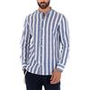 Giosal Camicia Uomo Rigata Collo Coreano Lino Righe Bicolore Casual Regular Fit Bottoni (XL, Rosso)