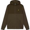 Lyle & Scott Uomo Felpa con Cappuccio E Zip in Jersey Softshell Verde Oliva S