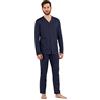 Leo Corsetteria Pigiama Lungo Uomo 100% Caldo Cotone Aperto Tasche Senza Polsini Marca linclalor 48 Blu 96 Blu 96