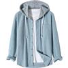 Oanviso Camicia Uomo Giacca da Uomo Velluto a Coste Camicia con Risvolto Manica Lunga Casual Camicia con Pulsanti Slim Fit Primavera Splicing Moda Autunno Giacca Retrò Leggera H Blu Chiaro S
