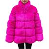 YAOTT Donna Eleganti Cappotto Solido de Pelliccia di Ecologica Sintetica Morbidi Caldo Stand Collare Manica Lunga Luxury Parka Outwear Jacket Rose L