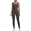 NIBESSER Tuta Intera Donna Aderente Schiena Scoperta Tute Donna Completa Sportiva con Scollo Quadrato Completo Tuta Donna Pantaloni Lunghi per Yoga Palestra Ginnastica, B- Grigio Scuro, S