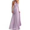 IMEKIS Donna Eleganti Abito da Sera Lungo Senza Schienale Scollo a V Multiway Vestito da Sposa Senza Maniche Damigella d'Onore Cerimonia Cocktail Formale Prom Abiti Viola Chiaro M
