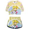 Silver Basic Japanese Anime Costume Sailor Jupiter Crystal T-Shirt e Shorts Sportiva Seta per Donna Adulto,Giallo Japanese Anime-2,3XL