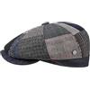 LIERYS Coppola Larent Patchwork Uomo - Made in Italy Cappellino Lana Berretto Newsboy con Visiera, Fodera Autunno/Inverno - 60 cm Blu