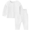 SONARIN Set Biancheria Intima Termica per Bambini,Set Termico per Bambino e Bambina con Maglia e Pantaloni Set Pigiama a Maniche Lunghe Biancheria da Notte Infante per 0-24 Mesi(Bianco)