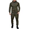 Geagodelia Tuta Sportiva a Maniche Lunghe Tinta Untia Uomo Felpa con Cappuccio e Zip 2PC Tute Pantaloni in Cotone Completo Invernale Jogger Palestra (Verde, XL)