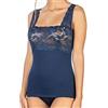 EGI Canotta Donna Spallina in Cotone Modal con Fascia in Pizzo sul Seno Sottogiacca (XL, Blu)