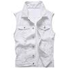 DAIHAN Gilet Denim Uomo Maglia Leisure Toppa Jeans Gilet Giacca Senza Maniche Slim di Lavoro Bianco XXL