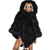 ORANDESIGNE Felpe Donna con Cappuccio Invernali in Pile Caldo Poncho e Mantelle Maglione Collo Alto Elegante Curvy Cappotto Pelliccia Cardigan Outwear Jacket Nero Taglia Unica