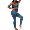 Onsoyours Tuta da Donna Set Tinta Unita Sportiva Crop Top e Pantaloni Elastici Stretti per Palestra Pilates Yoga Fitness Allenamento Tuta Completa per Donna B Verde S