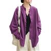Lazutom Camicia da donna in cotone e lino con bottoni a forma di rana, colletto alla coreana, per arti marziali cinesi, Kung Fu Tai Chi, tunica, Viola, Taglia unica