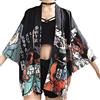 YOUMU Donne Giapponese Cappotto in Cardigan Kimono Yukata in Stile Giapponese Capispalla Vintage Top (Nero)