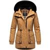 Navahoo - Giacca invernale da donna, parka in cotone, con pelliccia sintetica rimovibile, Olessaa, taglie XS-3XL, marrone chiaro, XS