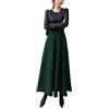 LWZDREAM Donna Vita Alta Gonna Lunga Invernali Elastica Lana Vintage Eleganti A-Linea Pieghe Lunghe Gonne (M, Nero)