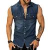 Onsoyours Gilet in Jeans Uomo Giacca Denim Retro Vintage Strappato Gilet di Jeans da Uomo Senza Maniche Giacca Jeans Capispalla Giacca da Moto A Nero L