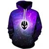 Ocean Plus Uomo Galassia Felpa con Cappuccio 3D Cranio Animale Felpa Halloween Hoodie Natale Pullover Maglioni (L/XL (Brustumfang: 114-134CM), Alieno Viola)