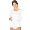 EGI T-Shirt Donna Manica Lunga in Cotone Modal Elasticizzato Maglietta (Bianco)