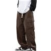 Oanviso Pantaloni da Uomo Velluto a Coste Spessi Invernali Larghi Pantaloni con Elastico in Vita Pantaloni Termici con Tasche Casual Pants Lunghi Slim Fit Pantalone Gamba Larga Retro Autunno A Nero S