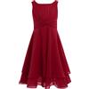 YiZYiF Vestito Principessa da Cerimonia Compleanno Festa Elegante Bambina con Paillettes Abito da Cocktail Sera Comunione Formale in Pizzo Floreale Senza Maniche Regalo Rosso Vino F 16 Anni