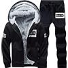Generic Tuta da jogging in pile, da uomo, invernale, calda, per lo sport, per il tempo libero, da uomo, in cotone, per la casa, #01-D-nero, M
