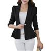 YMING Donna Blazer Elegante Colletto Lapel Un Bottone Giacca Senza Tasca Sciolto Blazer Nero L