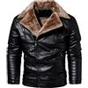 seiveini Giacca in Pelle da Uomo Classico Cappotto Giacca Militare Biker con Colletto Giubbino Cerniera Giacca Moto Giubbotto Impermeabile Slim Fit Vintage Invernale Bomber Giacca Pelle A Nero L