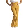CODICE DONNA Pantalone Donna Zampa Elegante Vita Alta Stretto Made in Italy 1445 Senape 40
