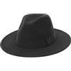 EOZY-Cappello Panama Vintage Uomo Unisex Fedora in Cotone Classico Bombetta Jazz Berretto Tinta Unita Decorazione Cintura (Circonferenza 56-58cm, Nero)