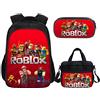 MATU Zaino per bambini Roblox con borsa termica per il pranzo, astuccio per la scuola Rosso Rosso