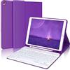 JADEMALL Custodia Tastiera per iPad 9/8/ 7 Generazione 10.2, iPad Air 3 /iPad Pro 10.5, Italiano Tastiera Staccabile Wireless Cover con Supporto per Apple Pencil per iPad 10.2 Pollici, Viola