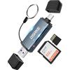 DSRKE Lettore di Schede SD/Micro SD, DSRKE USB C OTG Adattatore Micro SD Card Reader USB 3.0 Alta Velocità Compatibile con PC MacBook Air, iPad PRO, Galaxy S23, Huawei P50, Xiaomi 13 [ con Portachiavi ]