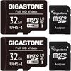 Gigastone Scheda di Memoria Micro SDHC da 32 GB con Adattatore SD. Set da 2, U1 C10, Fino a 90 MB/s di Lettura, 20 MB/s di Scrittura per Videocamere Tavoletta Dashcam GoPro Canon Nikon DJI Drone