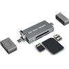JJC Lettore di Schede SD in Metallo, 3in1 USB 3.0 Micro USB 2.0 Type-C 3.0 con 3 Slot per Schede Lettore di Schede Facile per Schede di Memoria SD SDHC SDXC Micro SD Micro SDHC Micro SDXC NM (Grigio)