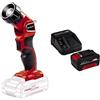 Einhell TE-CL 18 Li H-Solo Lampada a Batteria, Rosso + Power-X-Change Starter Kit, Caricabatteria e Batteria da 4000 mAh Li-Ion, Nero, Rosso