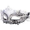 Hoshin Maschera Carnevale Donna, Maschera Veneziana Adulti Ideale Mezzo Viso per Venezia e Il Fantasma dell'Opera (Argento e nero)