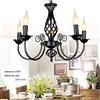 ENXING Lampada A Sospensione Ombra Chandelier Retro Restaurant Classic Candela Lampadario A Sospensione Regolabile in Altezza E14 Luci Del Pendente Ferro Battuto, Sospensione Lampadari,Nero,5 heads /54cm