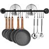 Toplife Porta Utensili da Cucina, Staffa di Montaggio a Parete 80cm e 14 Ganci Rimovibili, Nero
