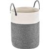 YOUDENOVA Cesto Portabiancheria Intrecciato per Giocattoli,Cesto Biancheria Sporca con Maniglia Cotone, Cesta Decorativa per Vestiti 58L Grigio 3